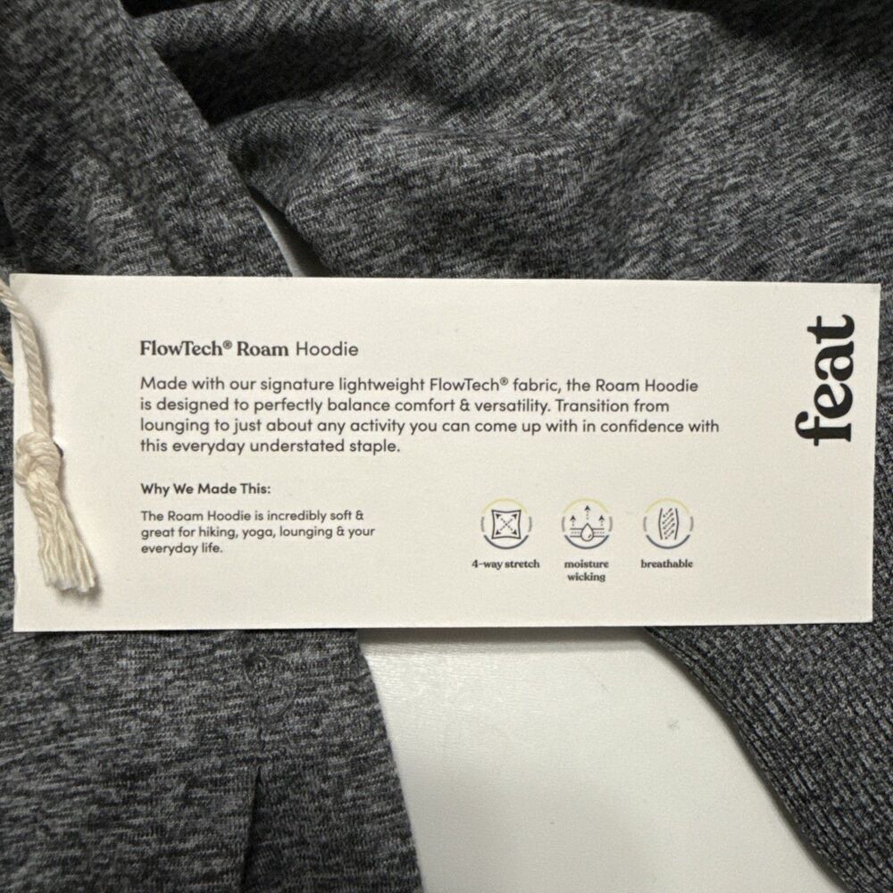 Feat Small Unisex Hoodie Flowtech Roam Heather Grey NWT - Picture 6 of 10